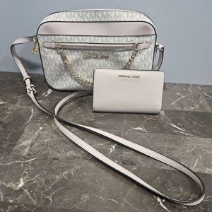 Michael Kors Gray and Pink Crossbody Bag